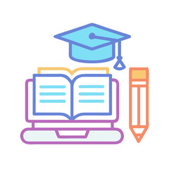 Poster - Online education and e-learning vector illustration on White Background