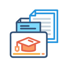 Poster - Educational Documents and Graduation Cap Illustration for Academic Concepts