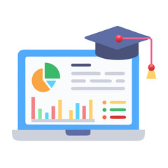 Aufkleber - Online education concept showing data charts and graduation cap