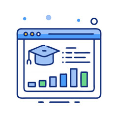 Poster - Online education website with graduation cap and analytics chart