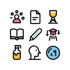 Poster - Abstract Flat Design Icons Floating on a Black Backdrop
