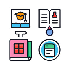 Poster - Education and Science Icons Set Flat Design Style