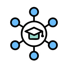 Poster - Abstract networking structure diagram with central mint green envelope