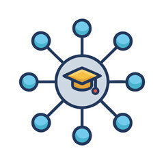 Poster - Connected learning network with graduation cap icon in center
