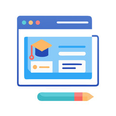 Poster - Online Education Flat Illustration Concept with Graduation Cap