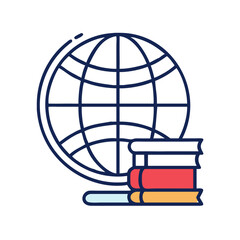 Poster - Globe and book illustration representing global knowledge and education