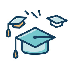 Poster - Floating graduation caps illustration on White Background design element