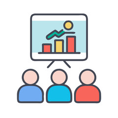 Aufkleber - Presentation on business growth with audience illustration