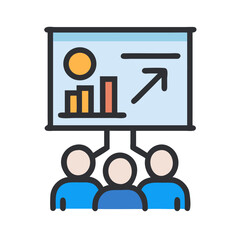 Aufkleber - Business presentation showing growth with team in attendance icon