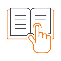 Poster - Interactive Digital Book with Touch Gesture on White Background
