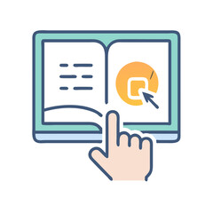 Poster - Interactive digital learning with open book and hand pointer