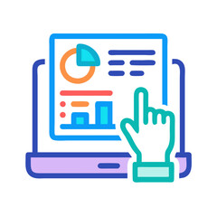 Poster - Data visualization on laptop screen with hand pointing upwards