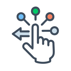 Poster - Hand with colored circles swiping left on a White Background