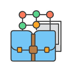 Aufkleber - Business portfolio with data network and document icon illustration