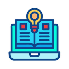 Poster - Online learning and ideas illustration on a laptop screen
