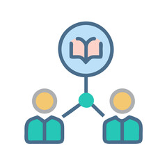 Poster - Knowledge sharing concept with people connected to a book