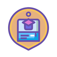 Poster - Educational pin with graduation cap icon in vector art