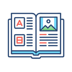 Poster - Open book with alphabet and landscape illustration flat style