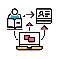 Aufkleber - abstract laptop with upward trending graph, business concept.