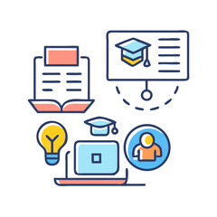 Poster - Modern online education flat vector icon set design