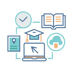 Poster - Digital education and learning concept showcasing online courses icon
