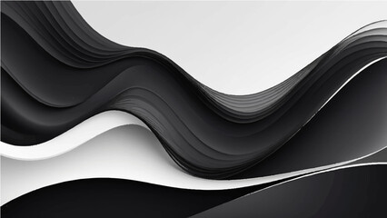 Wall Mural - Abstract Black and white Wave Background with Flowing Lines and Modern Design