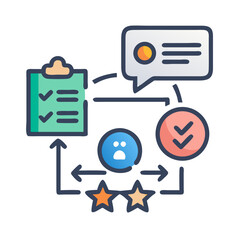 Poster - Icon illustration of feedback loop with rating and checklist