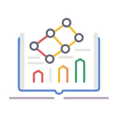 Aufkleber - Open book with graph network and colorful bar chart