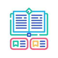 Poster - Modern flat illustration of open book with bookmark options