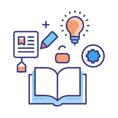 Poster - Education and creative process depicted through open book illustration