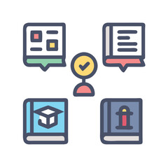 Poster - Educational resources and knowledge verification represented in an icon