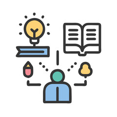 Poster - Education and creative thinking concept with person and icons