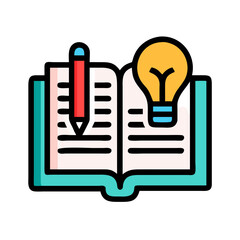 Poster - Book with lightbulb and pen representing learning and ideas