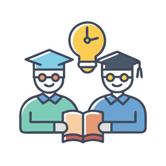 Poster - Students study together with a book and idea time