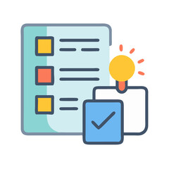 Poster - Checklist with bulb as a completed item, task management