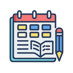Poster - Calendar and pencil illustration for planning and scheduling tasks