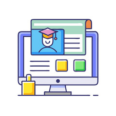 Poster - Online graduation program icon for website or application