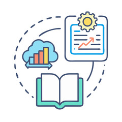 Aufkleber - Data Analysis and Learning Concept with Book and Chart