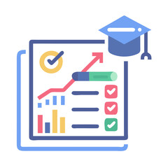 Poster - Academic Progress Report with Graduation Cap and Positive Growth
