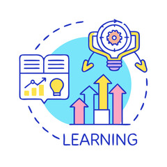 Aufkleber - Bright conceptual learning illustration with arrows and icons