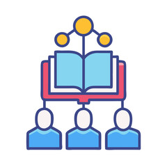 Poster - Knowledge sharing concept with book and team collaboration graphic