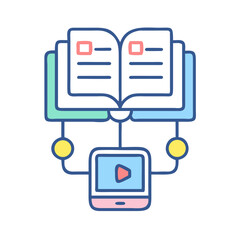 Poster - Iconographic illustration representing online education and digital resources