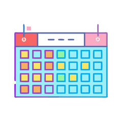 Poster - Colorful calendar illustration with pastel hues on White Background