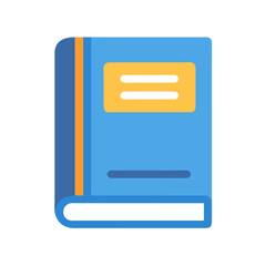 Poster - Stylized blue book with yellow label illustration on White