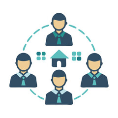 Poster - Teamwork and collaboration shown in a stylized network design