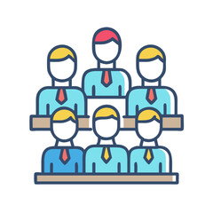 Poster - Illustration of group of business people sitting in audience