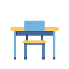Poster - Flat style student desk and chair against White Background