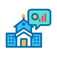 Poster - Building with chart icon symbolizing real estate market analysis