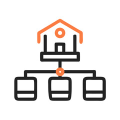 Poster - Network Structure Graphic in Orange and Grey, White Background