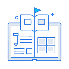 Poster - Digital tablet displaying open book symbol for online learning